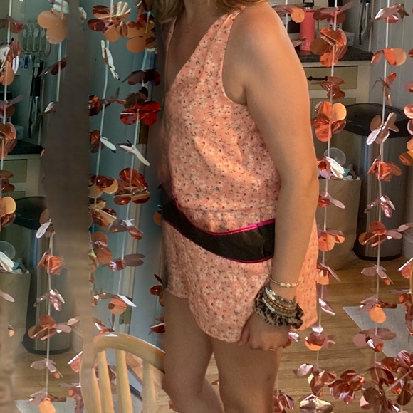 Pink Lily Won't Break Your Heart Peach Floral Romper - Picture 3 of 4